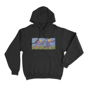 Slushy Noobz Running Abstract Figures Unisex Hoodie Black